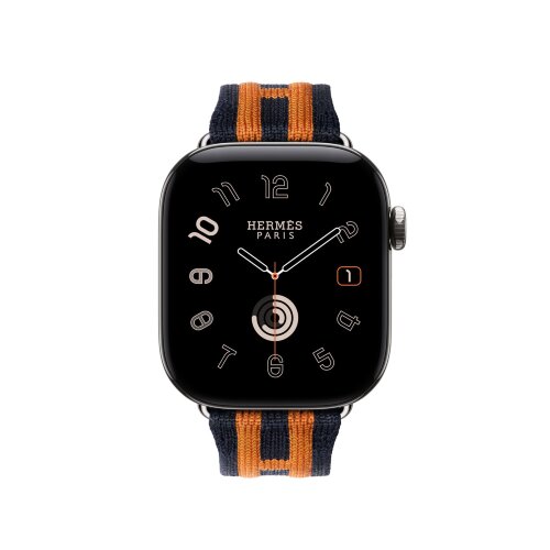 Ремешок Hermès для Apple Watch 46mm Rocabar Club — темно-синий / оранжевый (Bleu Nuit/Orange)