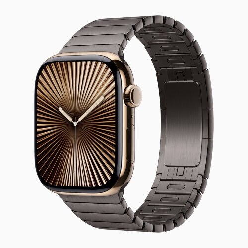 Apple Watch Series 10 46mm Gold Titanium Case with Slate Link Bracelet