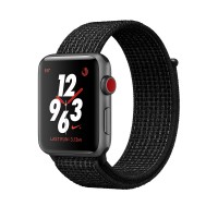 Nike+, корпус из алюминия "чёрный космос" 38 мм, черный спортивный ремешок, GPS + LTE, Series 3