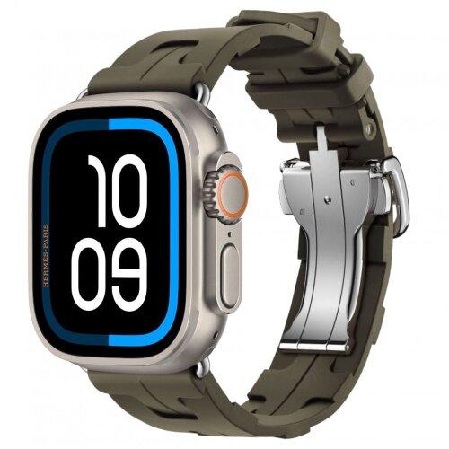 Apple Watch Ultra 2 Hermes 49mm Titanium, спортивный ремешок  Kilim хаки