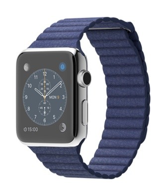 Apple Watch 42mm / Кожаный магнитный ремешок синий