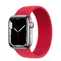 Apple Watch Series 7 41 мм, Silver Stainless Steel, плетеный монобраслет Красный