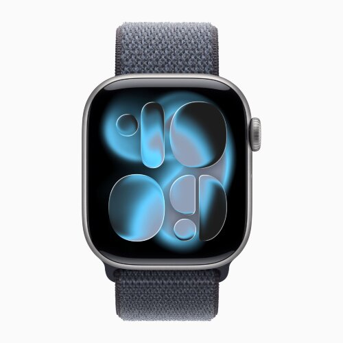 Apple Watch Series 11 46mm, Space Gray Aluminum Case with Sport Loop - Anchor Blue