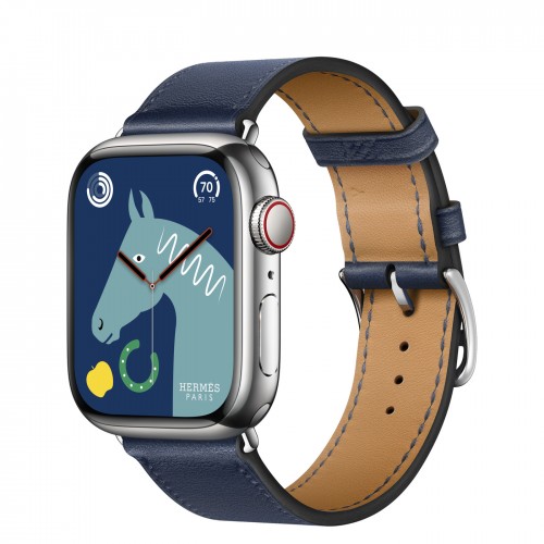 Apple Watch Series 8 Hermes 41 мм с кожаным ремешком синего цвета