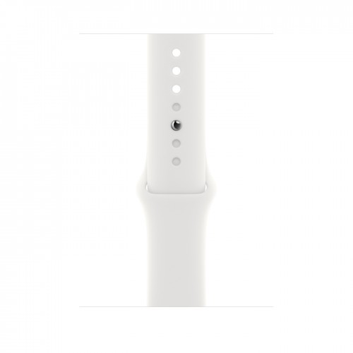 Apple Watch SE (2022) 44mm, Midnight Aluminum Case with Sport Band - White