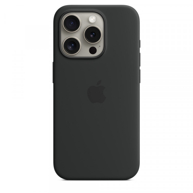 Силиконовый чехол для iPhone 15 Pro Max с MagSafe - Черный (Black)