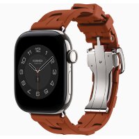 Apple Watch Hermes Series 12 42mm, спортивный ремешок Kilim оранжевый Orange