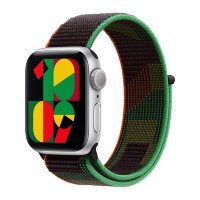 Apple Watch SE (2023) 40mm, Silver Aluminum Case with Sport Loop - Black Unity