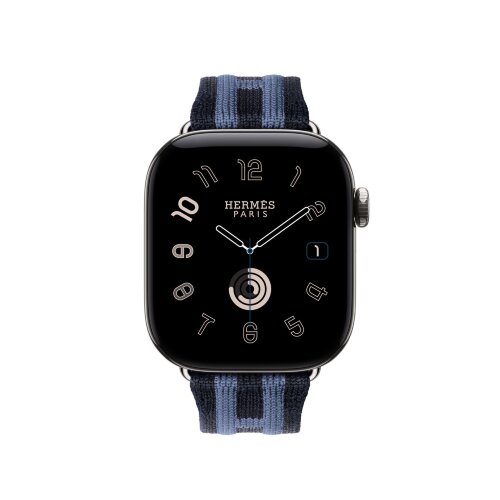 Ремешок Hermès для Apple Watch 42mm Rocabar Club — темно-синий / ярко-голубой (Bleu Nuit/Bleu Brighton)