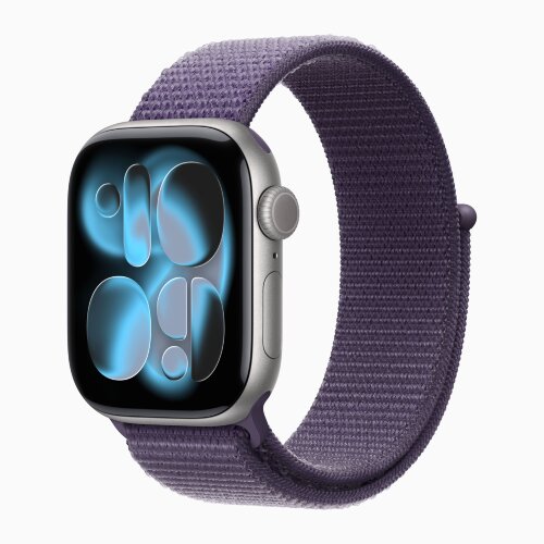 Apple Watch Series 11 46mm, Space Gray Aluminum Case with Sport Loop - Purple Fog