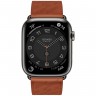 Apple Watch Series 8 Hermes 45mm, черный корпус, классический ремешок с диагональной микроперфорацией медного цвета