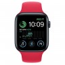 Apple Watch SE (2022) 44mm, Midnight Aluminum Case with Sport Band - Red