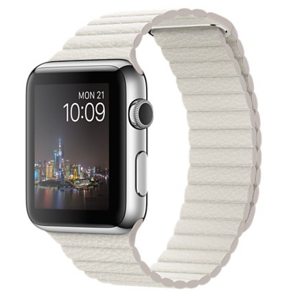 Apple Watch 42mm / Кожаный магнитный ремешок белый MMFV2