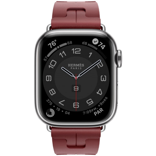 Apple Watch Hermes Series 9 41mm, спортивный ремешок Kilim красный