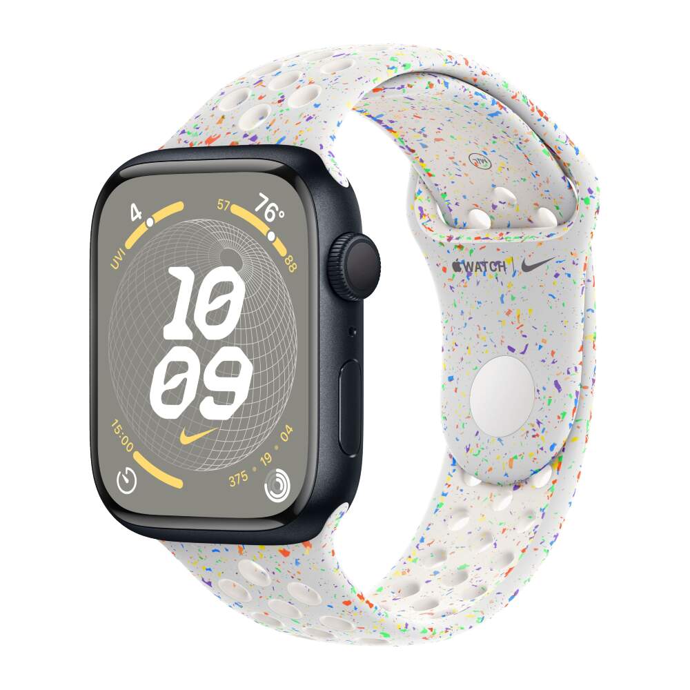 Apple Watch 9 Aluminum Midnight 45mm Pure Platinum Nike Sport Band