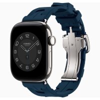 Apple Watch Hermes Series 12 42mm, спортивный ремешок Kilim синий Bleu de Malte