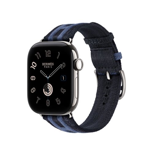 Ремешок Hermès для Apple Watch 46mm Rocabar Club — темно-синий / ярко-голубой (Bleu Nuit/Bleu Brighton)