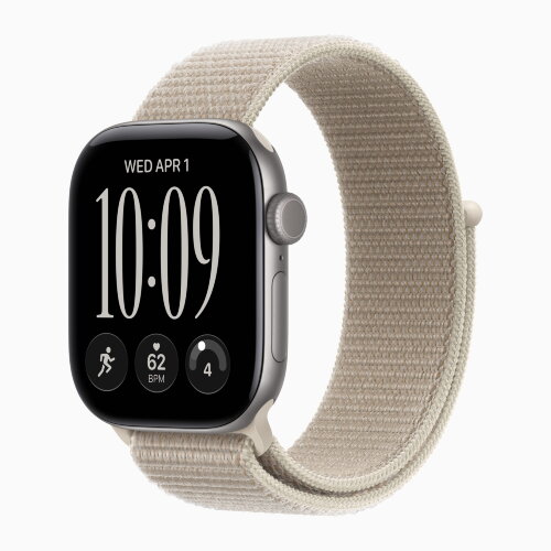 Apple Watch Series 12 46mm, Space Gray Aluminum Case with Sport Loop - Limestone