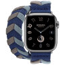 Apple Watch Hermes Series 10 42mm, двойной ремешок из трикотажa синий