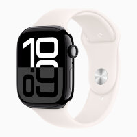 Apple Watch Series 10 46mm, Jet Black Aluminum Case with Sport Band - Light Blush