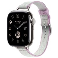 Apple Watch Hermes Series 10 42mm, тонкий ремешок из плетенного нейлона серый