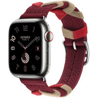 Apple Watch Hermes Series 11 42mm, ремешок из трикотажа красный