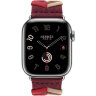 Apple Watch Hermes Series 11 42mm, ремешок из трикотажа красный