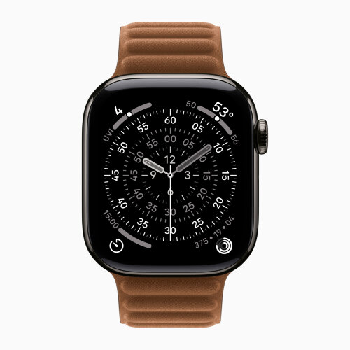 Apple Watch Series 11 42mm, Slate Titanium Case with Magnetic Link - Caramel