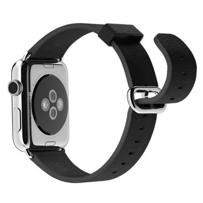Классический черный кожаный ремешок с пряжкой для Apple Watch 42mm