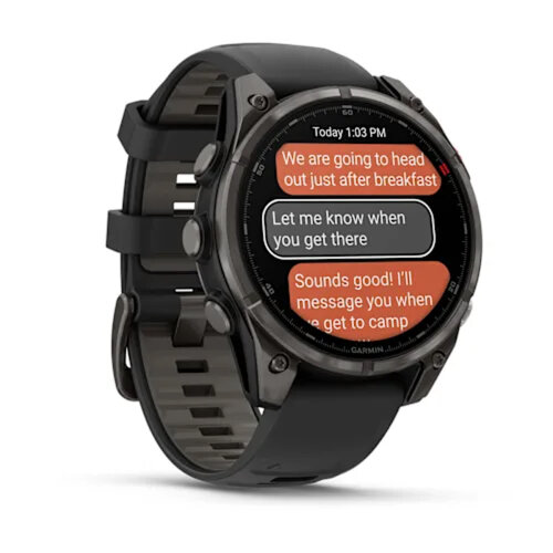 Умные часы Garmin Fenix 8 Pro 47mm, AMOLED, Sapphire, Carbon Gray DLC Titanium, Black/Pebble Gray Silicone Band