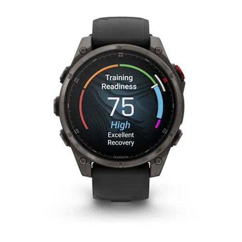 Умные часы Garmin Fenix 8 Pro 47mm, AMOLED, Sapphire, Carbon Gray DLC Titanium, Black/Pebble Gray Silicone Band
