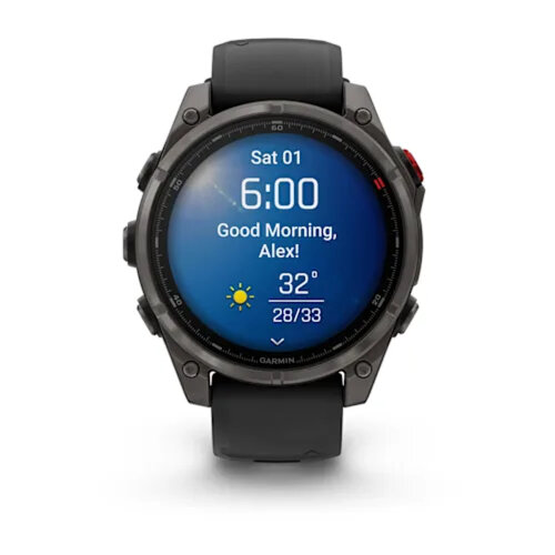 Умные часы Garmin Fenix 8 Pro 47mm, AMOLED, Sapphire, Carbon Gray DLC Titanium, Black/Pebble Gray Silicone Band
