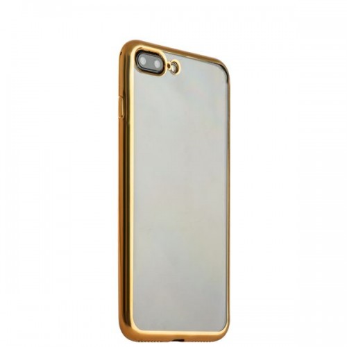 Чехол силиконовый для iPhone 8 Plus и 7 Plus супертонкий с золотистым ободком