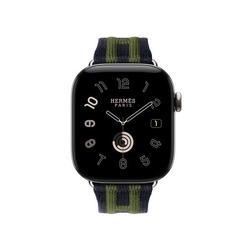 Ремешок Hermès для Apple Watch 42mm Rocabar Club — темно-синий / зеленый (Bleu Nuit/Vert)