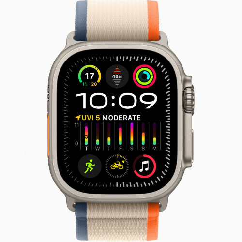 Apple Watch Ultra 3 49mm Titanium Case with Orange/Beige Trail Loop (S/M)