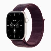 Apple Watch Series 12 46mm, Pearl White Ceramic Case with Sport Loop - Burgundy
