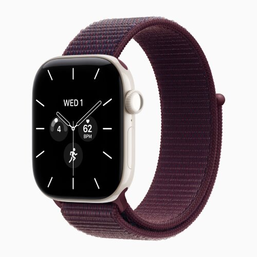 Apple Watch Series 12 46mm, Pearl White Ceramic Case with Sport Loop - Burgundy