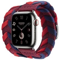Apple Watch Hermes Series 10 42mm, двойной ремешок из трикотажа красный