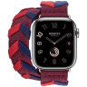 Apple Watch Hermes Series 10 42mm, двойной ремешок из трикотажа красный