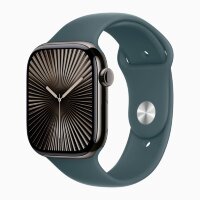 Apple Watch Series 10 42mm, Slate Titanium Case with Sport Band - Lake Green