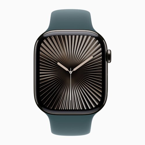 Apple Watch Series 10 42mm, Slate Titanium Case with Sport Band - Lake Green