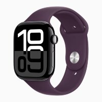Apple Watch Series 10 46mm, Jet Black Aluminum Case with Sport Band - Plum