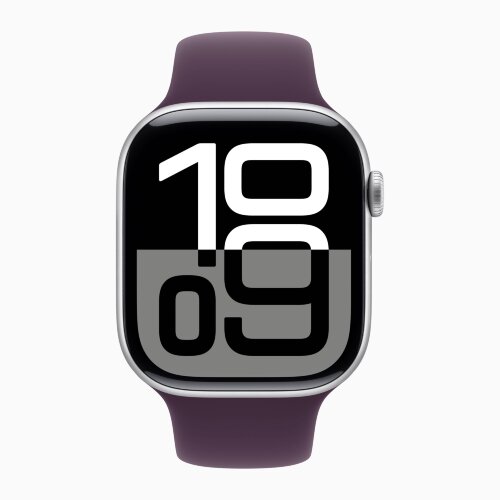 Apple Watch Series 10 46mm, Jet Black Aluminum Case with Sport Band - Plum