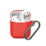 Чехол силиконовый для AirPods красный с карабином