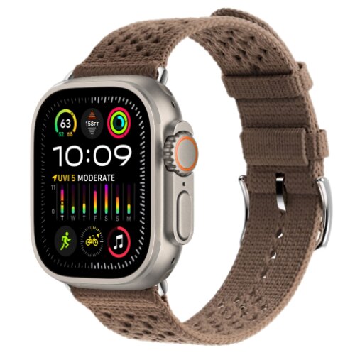 Apple Watch Ultra 2 49mm Titanium, ремешок Hermes из текстильного трикотажа коричневый