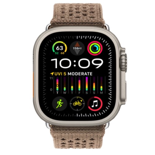 Apple Watch Ultra 2 49mm Titanium, ремешок Hermes из текстильного трикотажа коричневый