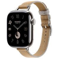 Apple Watch Hermes Series 10 42mm, тонкий ремешок из плетенного нейлона коричневый