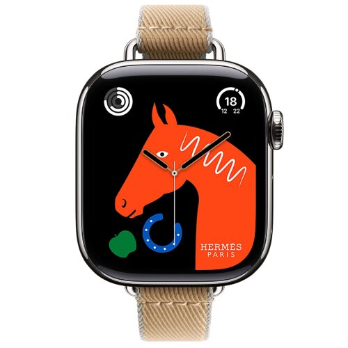 Apple Watch Hermes Series 10 42mm, тонкий ремешок из плетенного нейлона коричневый