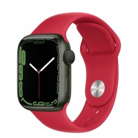 Apple Watch Series 7 41 мм, зеленый алюминий, спортивный ремешок Красный