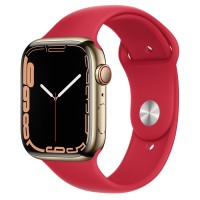 Apple Watch Series 7 45 мм, стальные золотого цвета, спортивный ремешок Красный